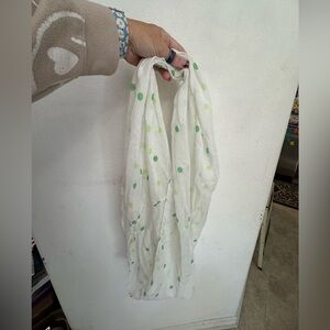 White and Green Polka Dot Scarf